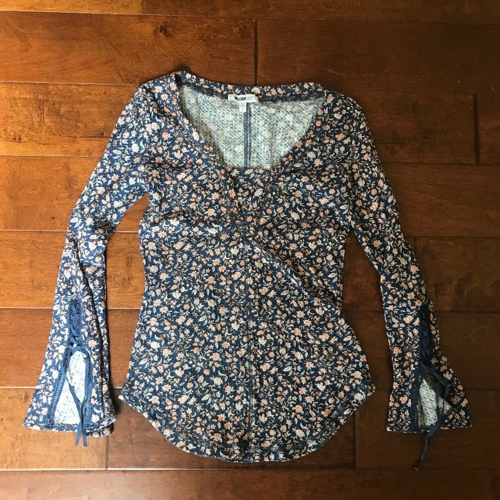 William Rast waffle knit tie sleeve top • medium